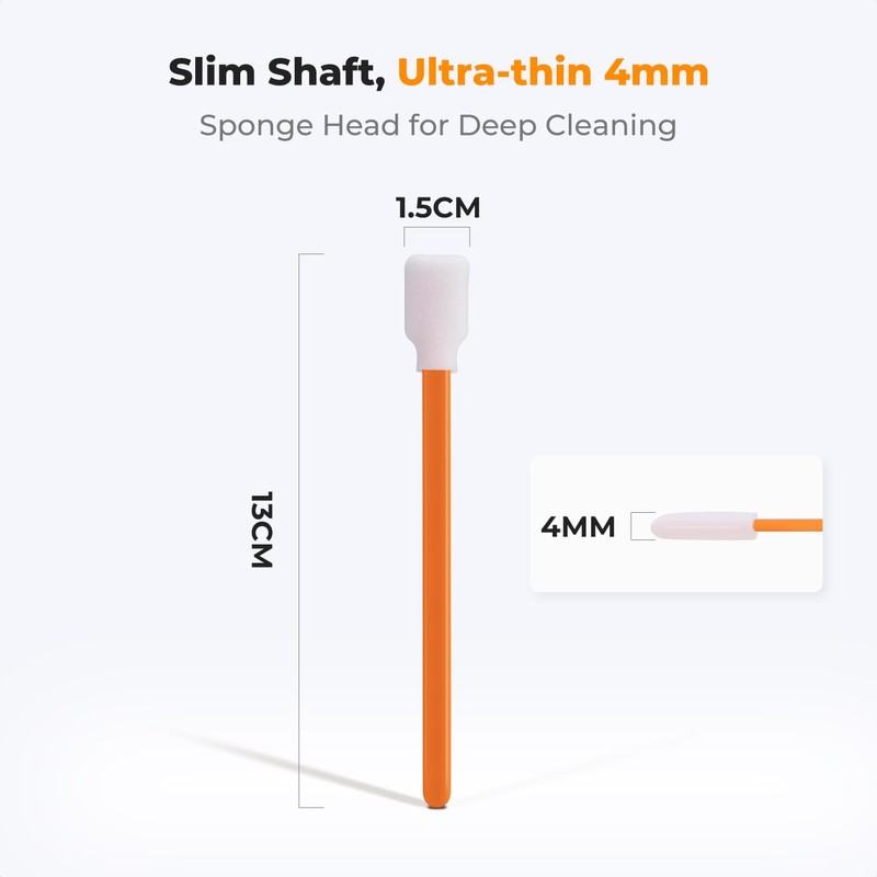 K&F CONCEPT Foam Cleaning Swabs, Individually Wrapped Foam Sticks for