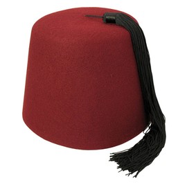 Village Hat Shop Maroon Fez with Black Tassel (Medium, Maroon/Black)
