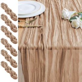 Xiomot 6PCS Table Runner Cheesecloth 10FT Nude Boho Gauze Cheese Cloth Rustic Sheer Table Runners for Wedding Bridal Baby Shower Party Decoration