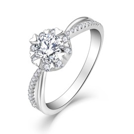 Starchenie Engagement Ring 925 Sterling Silver Anniversary Wedding Band for Women, Sterling Silver