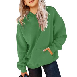 Yuccalley Girls Casual Long Sleeve Hoodies Cute Oversized Fleece Pocket Sweatshirt Tops (US, Age, 9 Years, Green)