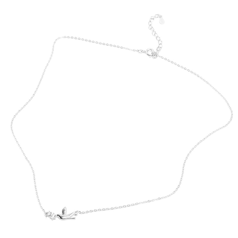 Silver Pendant Necklace Beautiful Elegant Adjustable Cute Dove Bird Pendant