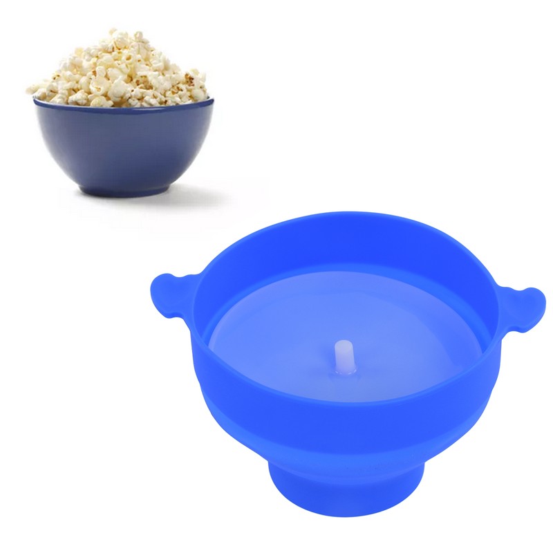 Microwavable Popcorn Bowl with Transparent Lid and Handle Collapsible Silicone