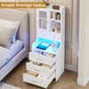 BTHFST Tall Nightstand with Charging Station, LED Night Stand with