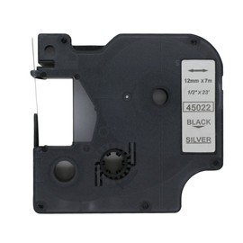BROVACS 1 x Black on Silver Label Tape Compatible with DYMO D1 45022 12mm 1/2" OPA2222
