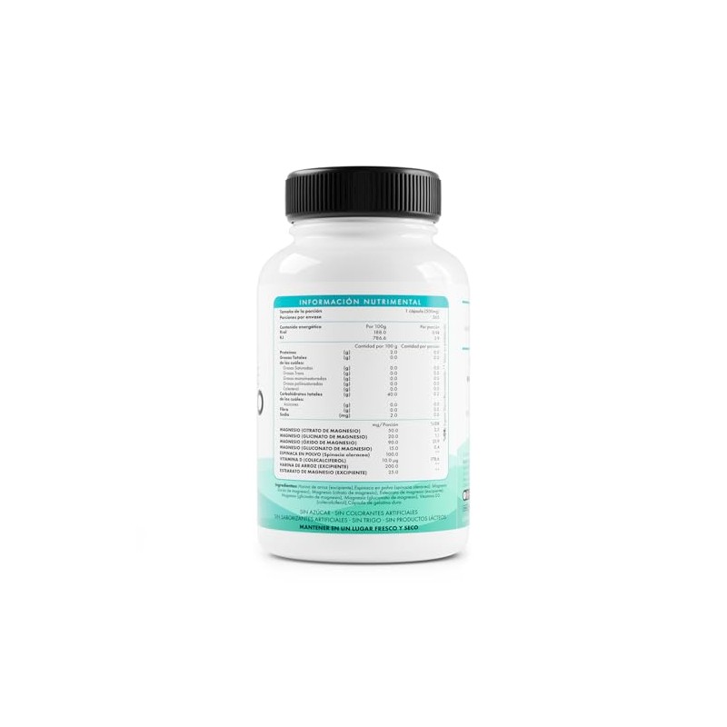 Mantra Nutrition Complejo Magnesio 365 Cápsulas Formuladas Citrato Glicinato Glu