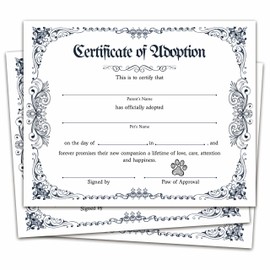 Pet Adoption Certificate, Vintage Animal Certificates of Adoption, Adoption Gifts for Cat Dog Birthday Parties, Adopting A Pet Party Favors Supplies, 10 Pcs Adoption Certificates -01