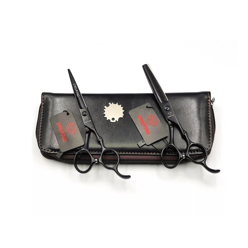 EVOLVING Tijeras Negro Mate Profesionales Acero Japones 440c Barberia
