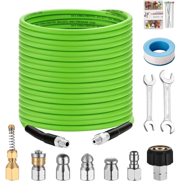 No Brand Sewer Jetter Kit for Pressure Washer, 75Ft X1/4"