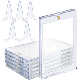 35PT Toploader Card, 6 Pieces Magnets Trading Card Sleeves with 6 Pieces Acrylic Card Stand Magnetic Card Holder Trading Card Cases Magnetic Toploader for Kpop Photocard Cards Display Holder