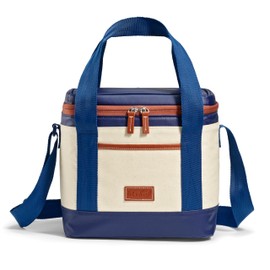 Fit & Fresh 12-Can Beach and Boat Cooler Bag, Soft Sided Insulated, Leakproof Cooler, Cooler Tote with Pockets, Lightweight Small Insulated Cooler for Lunch Beach & Travel, Navy