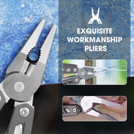 BIBURY Multitool Pliers, Titanium Plating 21 in 1 Multi-Purpose Pocket Pliers, 420 Durable Stainless Steel Multi-Plier Multi-Tool for Camping, Outdoor, Repairing and Hiking, Gifts for Men