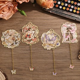 Metal Butterfly Bookmarks for Women - 4 Pieces Unique Cute Page Holder Book Marks for Teachers Students Teen Girl Gifts Book Reading Lovers Writers, Book Markers for School Office Home Supplies (4pcs)