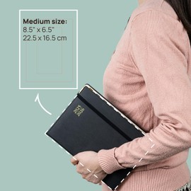 POPRUN Premium 2025-2026 Academic Diary Week to View Large - 17 month (Aug'25 - Dec'26) Hardback Mid Year Weekly Planner 25/26, Monthly Tab, Pen Loop (Midnight Green)