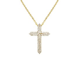 Agriajun Cubic Zirconia Gold Cross Pendant Necklace Link Chain for Women - Simple Dainty Catholic Christian CZ Costume Cross Y Nacklaces Jewelry Valentines Gift for Family