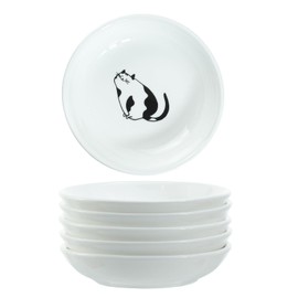 SOCOSY Super Cute Gentleman Cat Ceramic Sauce Dish/Seasoning Dish/Sushi Soy Dipping Bowl/Appetizer Plates/Serving Dish for Kitchen Home(Set of 6)