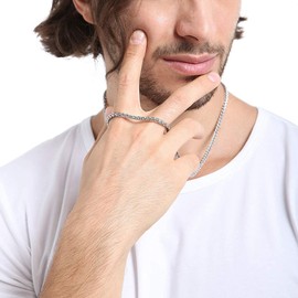 HSWYFCJY Mens Wheat Chain Necklace Silver Men Braided Chain Necklace 3MM Stainless Steel Necklace 51 cm Long Fashion Jewellery Gifts for Men Women