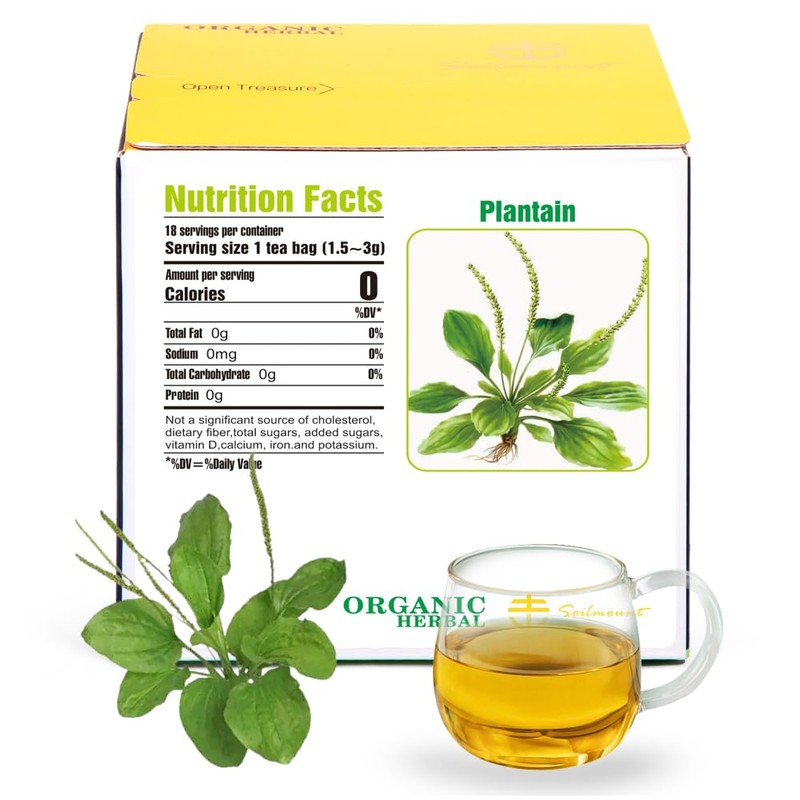 Soilmount Plantain Leaf Tea, Organic Plantago Major Tea,100% Natural (cheqiancao/车前草/질경이)