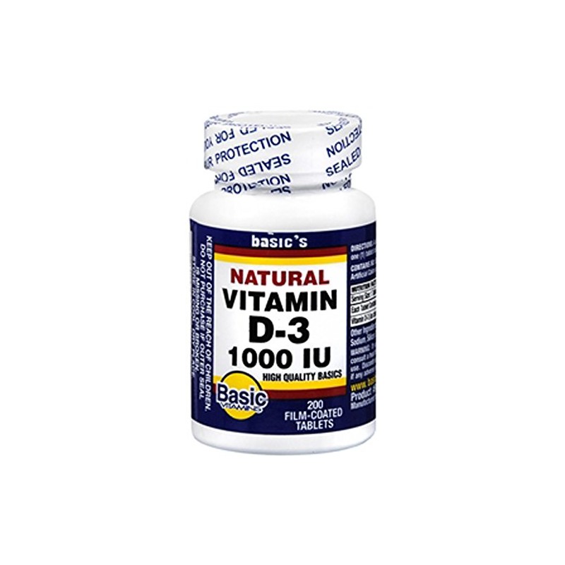Basic Vitamins Vitamin D-3 1000 IU Film-Coated Tablets - 200