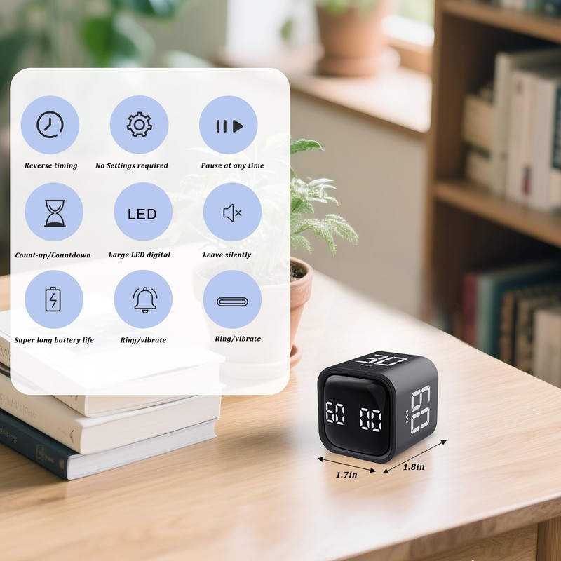 Rotating Pomodoro Timer 5,10,30, 60 Minutes Preset,Desk Productivity Flip Timer,