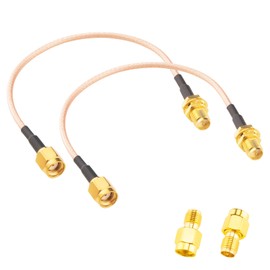 Boobrie 2-Pack RP-SMA Adapetr Cable Kits RPSMA Male to RP-SMA Female Pigtail Jumper Cable RG316 6inch + RPSMA Coax Adapters RP-SMA WiFi Antenna Extension for FPV Drone 3G 4G LTE Router
