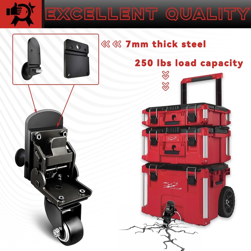 Upgraded Packout Caster Wheel kit fit for Milwaukee Packout Rolling