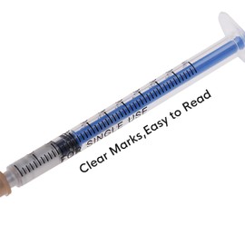 20 Pack 1ml Syringes, Individually Sealed with Measurement for Refilling and Measuring Liquids, Feeding Pets, Oil or Glue Applicator