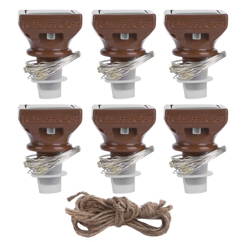 6PCS 20LED Solar String Lights Waterproof Wine Bottle Cork Lamp