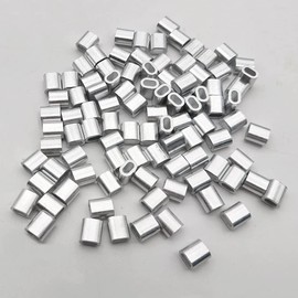 Aluminum Crimping Loop Sleeve Clips,100 PCS Silver Fence Clips with Double Ferrules Wire Crimps Wire Mesh Clips for Cable Rope Wire Rope Projects 1.5MM