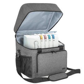 Luxja Lock Sewing Machine Storage Bag with Hard Bottom and Cushioned Pockets (Gray)