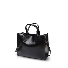 NICOLE&DORIS Women's Tote Crossbody Messenger PU Leather Handbag, Black, M