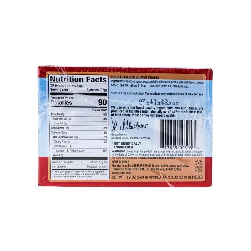 E-Frutti Gummy Hot Dogs Candy (60 Count) - 0.32 oz