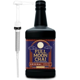 Maya Chai Tea Concentrate, Full Moon, Organic Cane Sugar, 64 Ounce with Pump