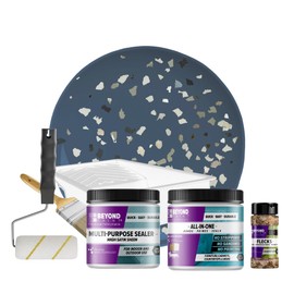 Beyond Paint Smoked Gray Flecks Countertop Makeover Kit with Paint, Sealer, Flecks, and Tools for Countertops, Pewter