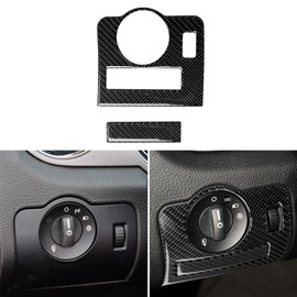 NVCNX Real Premium Carbon Fiber Compatible with Mustang GT Shelby 2010-2014 2011 2012 2013 Car Headlight Switch Buttons Cover Sticker Decals Interior Trim Accessories Black