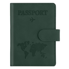 Passport Holder for Travel, Passport Cover Wallet, Premium PU Leather Passport Book Card Holder Case for Women Men, Waterproof RFID Blocking Flying Travelling Essentials Vacation Must Haves, Green