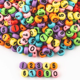 ZHIYUXI 1000PCS Number Beads for Friendship Bracelets 4x7mm Colorful Number White Round Bead Acrylic Number Beads Bulk for Bracelets Making Jewelry Necklaces DIY Crafts