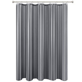 Biscaynebay Fabric Shower Curtain Liner 72" x 72", Dark Grey Water Repellent Stripes Bathroom Curtains Machine Washable