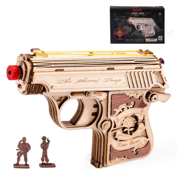 ROWOOD 3D Wooden Puzzle, Rubber Band Toy, Mechanical Model Building
