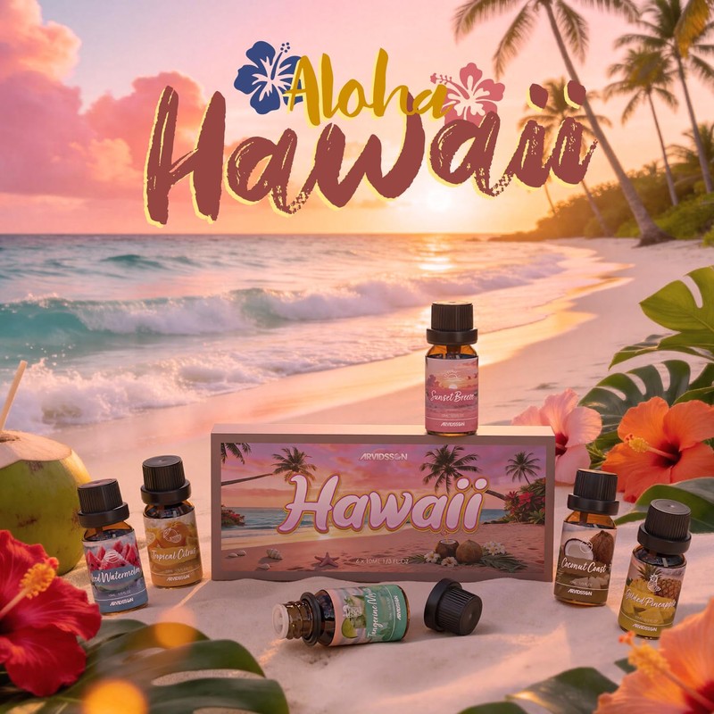 ARVIDSSON Hawaii Fragrance Oil Set, Summer Essential Oils for Diffuser,