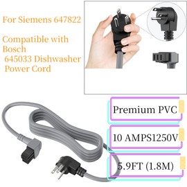 Dishwasher Plug Power Cord 00752018, for Bosch Dishwasher Power Cord,for Bosch SMZPC002UC, Suitable for 300/500/800 Series 00752018 Dishwasher Power Cord Assembly