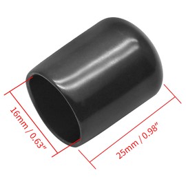 Bonsicoky 12Pcs Round Rubber End Caps 5/8" / 16mm Vinyl Flexible Bolt Chair Foot Covers Screw Thread Chair Leg Protectors for Round Tubing Bolt Desk Chair Leg (Black)