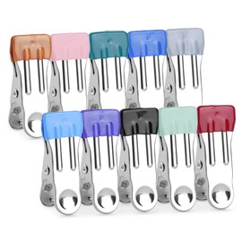 OSDUE Pack of 10 Clothes Pegs, Stainless Steel, Beach Towel Clips, Towel Clips, Towel Clips for Towel, Clothes, Socks, Food Sealing, Photos (Multi-Colour)