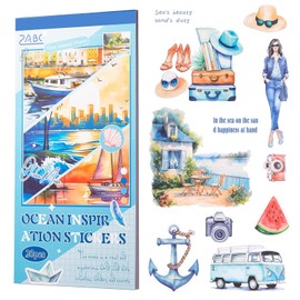 BRTNUP Journaling Sticker Book, 20 Sheets Aesthetic Scrapbooking Stickers Set Pre-Cut Scrapbooking Journal Stickers for Scrapbook Journal Supplies (Green Plant)