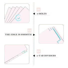 Etzul Binder Dividers with Tabs, Dividers for 3 Ring Binder, 5 Tab Rose Pink (11"L x 8.5"W)