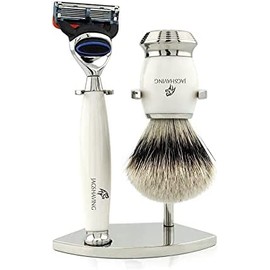 Jag Shaving Silberspitz Badger Hair Shaving Brush 5 Edge Men's Razor Double Stand for Razor and Brush for Men