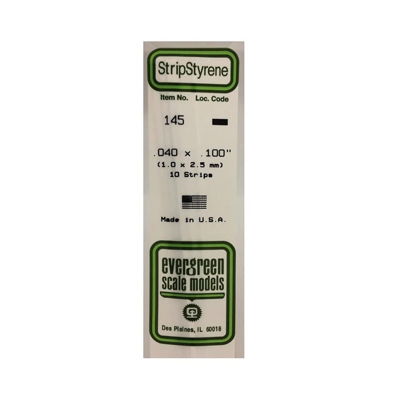 Evergreen Scale Models Strip .040 x .100 10 EVG145 Plastic
