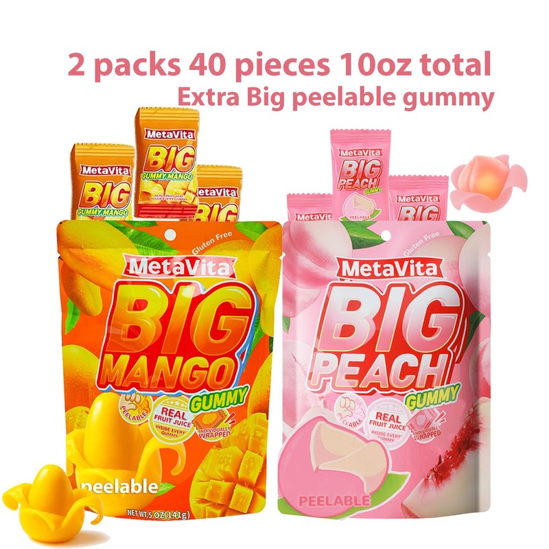 (2 Packs10oz) MetaVita Assorted Peelable Gummy – Tropical Peeling Candy