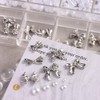 3D Metal Bow Nail Charms, Mixed Styles Silver Alloy Ribbon