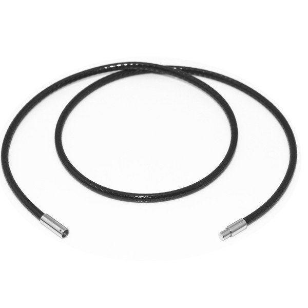 (1.5mm, 26 Inch Black) - Glory Qin Leather Cord Chain Silk rope Stainless Steel Rice Clasps Necklace Rope Chain for Jewellery Making (1.5mm, 26 Inch Black)